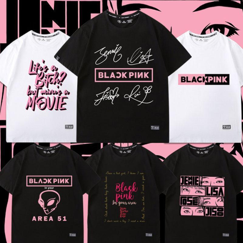 Women's Group Short-sleeved T-shirt Trendy Brand BLACKPINK Peripheral Hong Kong Style T-shirt Short-sleeved Men's Instagram Style Trendy All-match