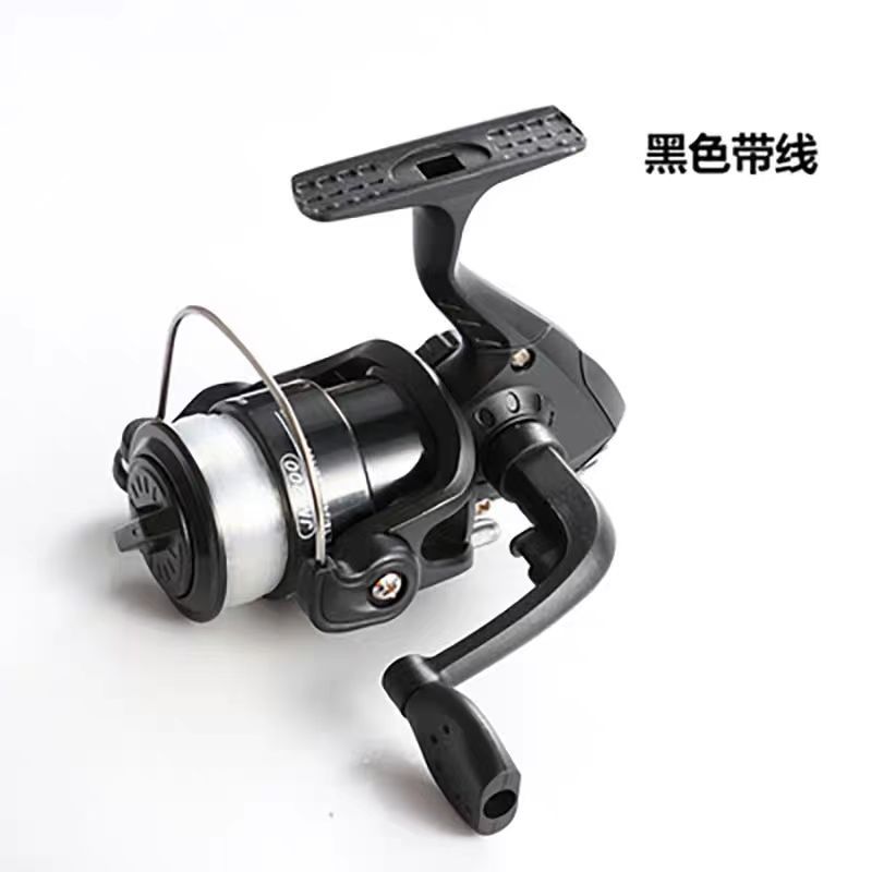 Black fishing reel (with line and no paper box)