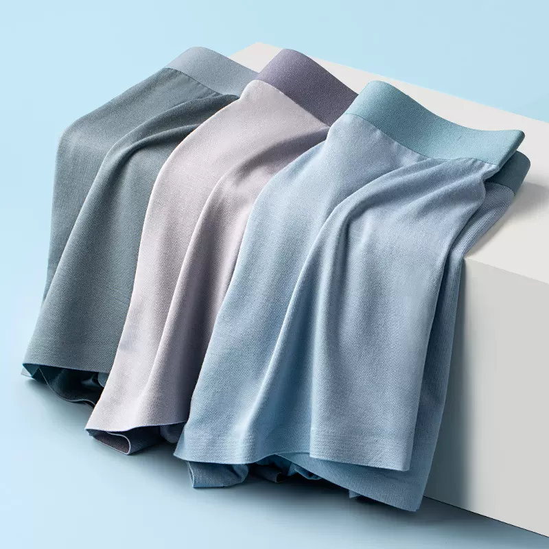 新款男士平角内裤桑蚕丝10A抑菌里裆舒适无痕莫代尔男士内裤