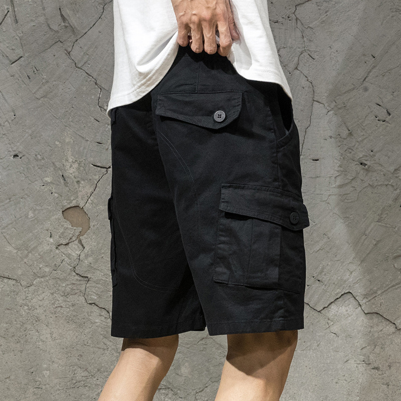 Summer Sports Tooling Shorts Men's Trendy Brand Ins Pure Cotton Trendy Men's Mid-length Pants Loose Five-point Casual Pants Men's