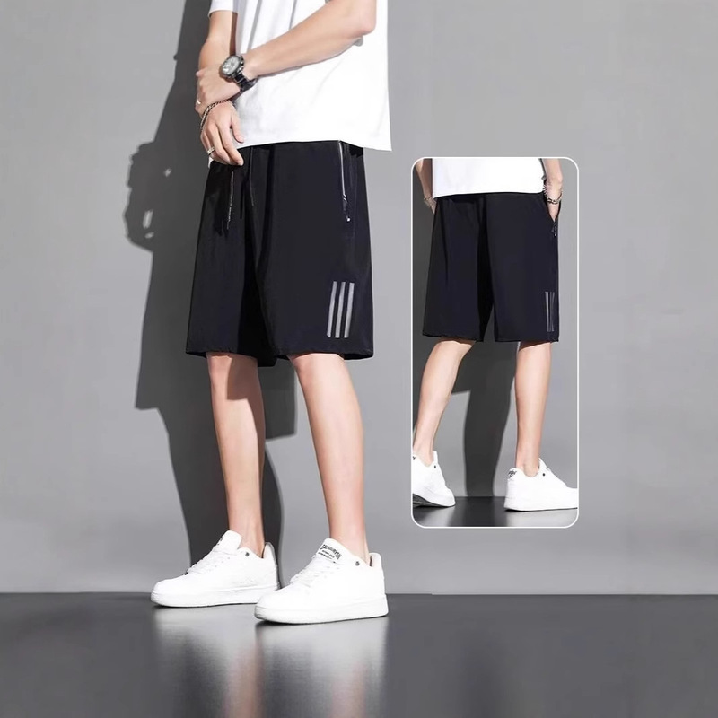 Shorts Men's Summer Thin Ice Silk Quick-drying Pants Korean Style Sports Casual plus size Pants Breathable Basketball Pants