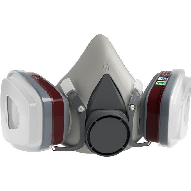 Máscara de gas de polvo químico KN95 media máscara pesticida formaldehído decoración máscara protectora de carbón activado caja de filtro