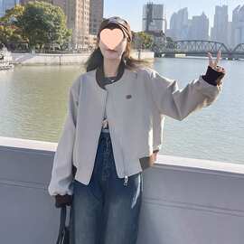 棒球服外套女春秋季新款美式街头小个子短款百搭休闲撞色拉链夹克