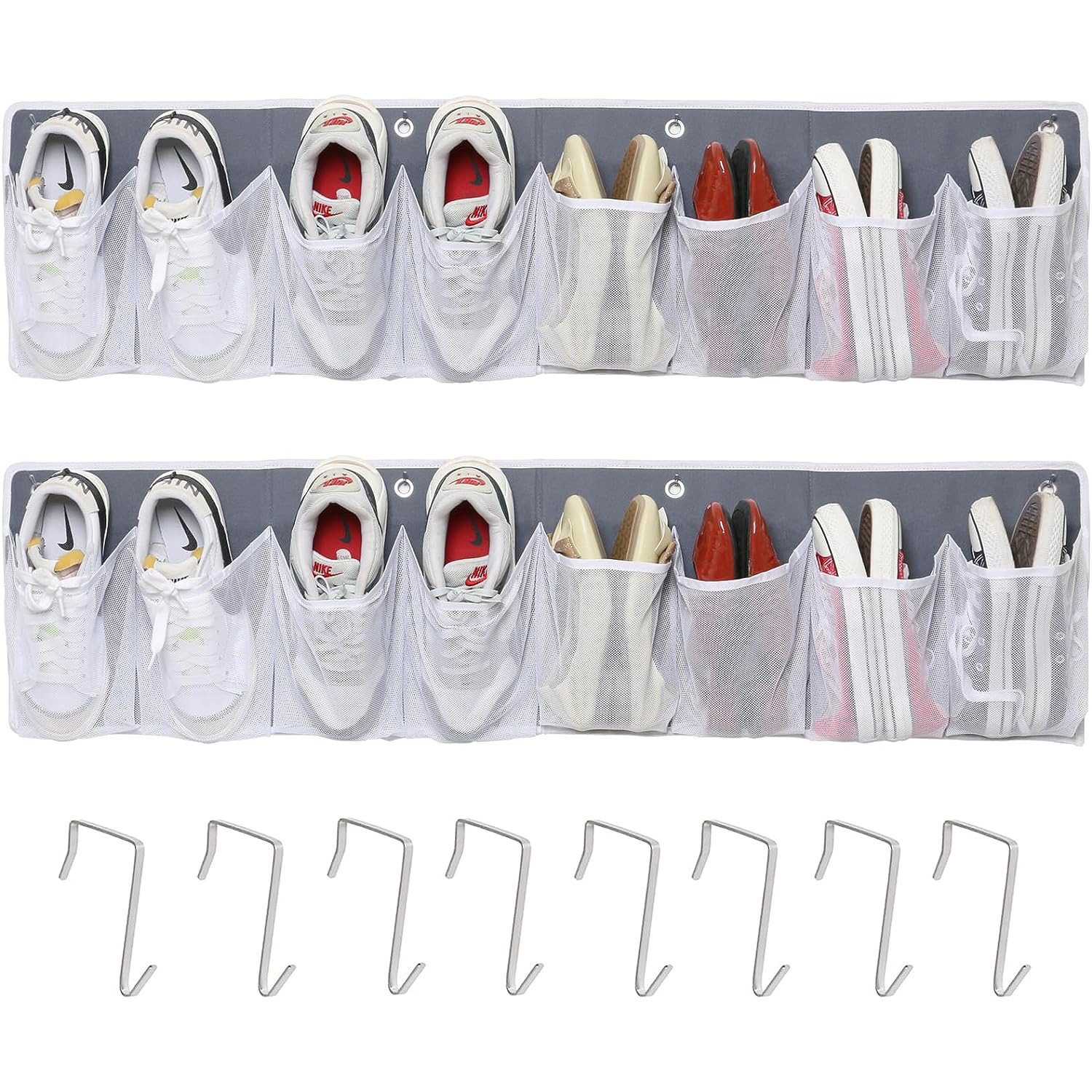 Amazon hot-selling folding non-woven mesh RV RV travel bedside 8-grid shoes storage and organizing hanging bag