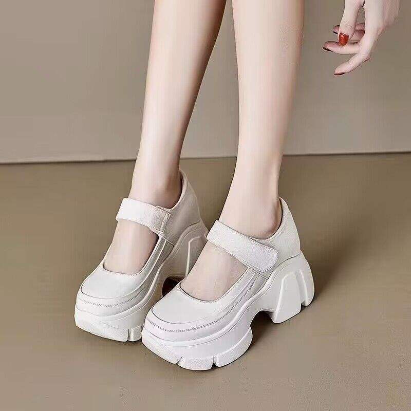 Women's 2025 New Summer Breathable Casual Versatile Fashion Thick-Soled High-Heeled Leather Shoes with Hidden Height Increase Women's 2025 New Summer Breathable Casual Versatile Fashion Thick-Soled High-Heeled Leather Shoes with Hidden Height Increase