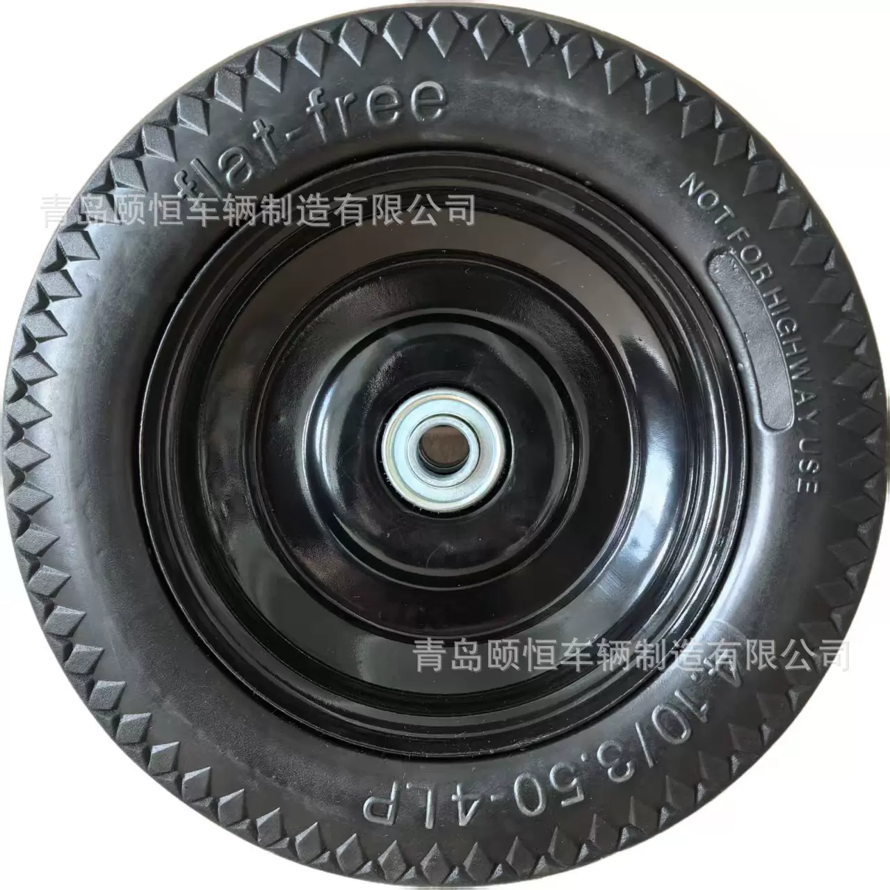 工厂批发10寸实心轮胎3.50-4聚氨酯PU免充气耐磨抗穿刺车轮手推车