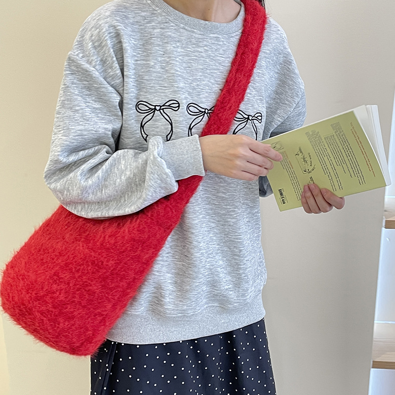 Solid color plush with bucket: bright red