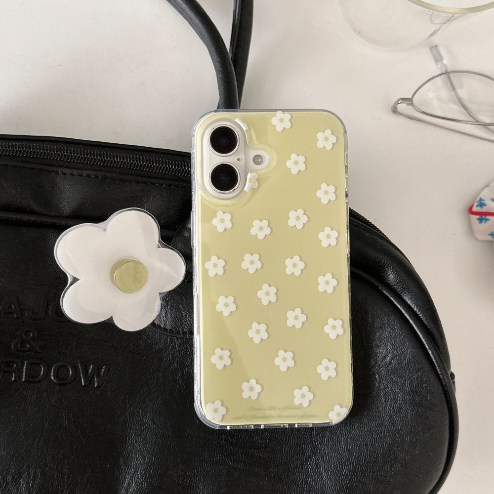 Simple verde pequeña flor blanca fresca para Apple 16ProMax funda para teléfono 15/14 soporte 15Pro para mujer 13