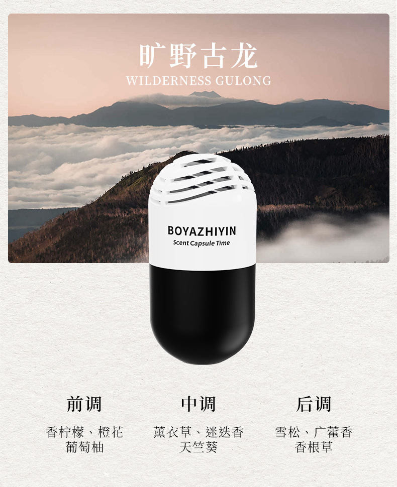 New car air freshener capsule, long-lasting car fragrance, solid car air freshener, odor eliminator
