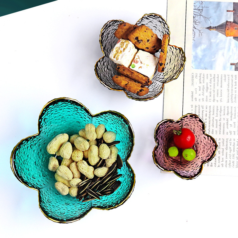 Transparent Japanese-style glass hammer petal bowl suit creative Phnom Penh soot dish restaurant hotel fruit bowl wholesale