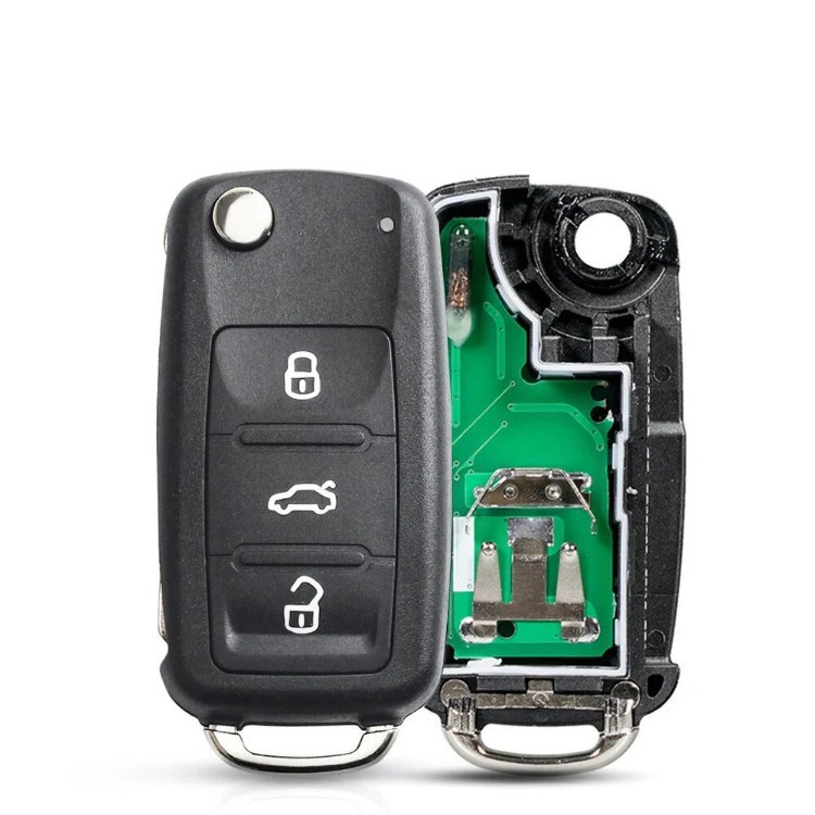 Suitable for Volkswagen 3-Button Car Key Shell, Car Key Remote Control Key, 202Ad+433 Frequency Id48 Chip