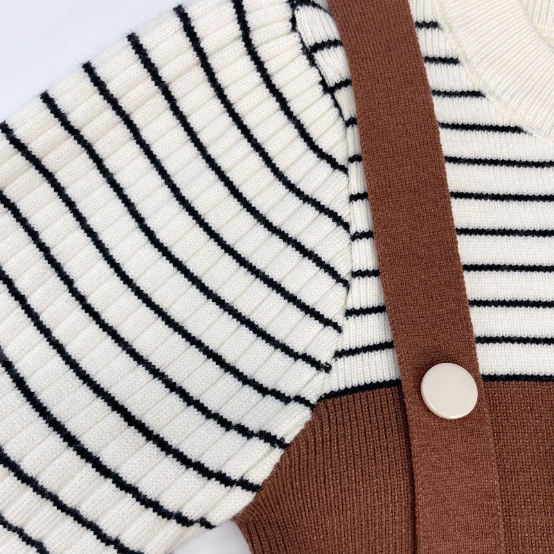 Bambini Primavera e Autunno Nuova Edizione Coreana Bambina Carino Cane Finto Due Strisce Moda Vestito Stile Trendy_voghion.com