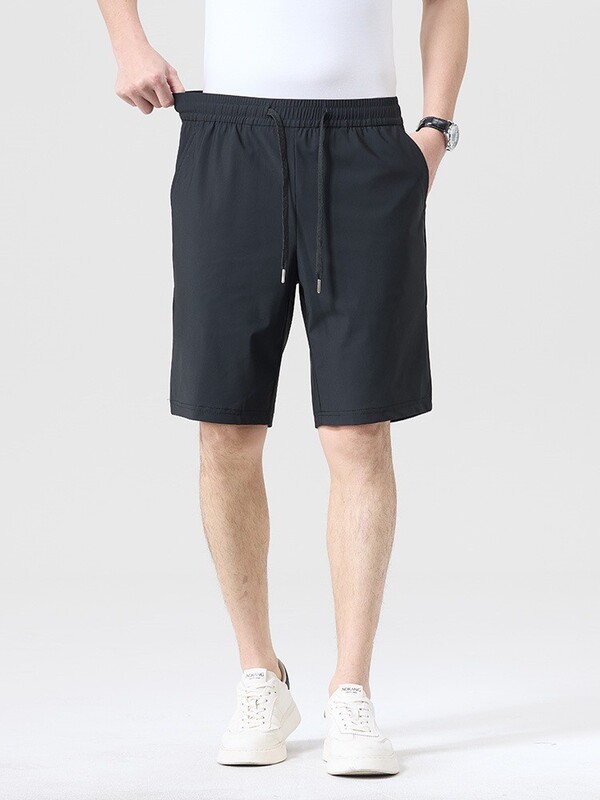 Branded men's ice silk shorts 2026 summer high-elasticity drawstring anti-wrinkle comfortable versatile casual pants for young and middle-aged men Branded men's ice silk shorts 2026 summer high-elasticity drawstring anti-wrinkle comfortable versatile casual pants for young and middle-aged men