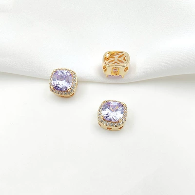 Zircon Round Square Four-Leaf Flower – Zərgərlik ara hissələri - style-10-purple-zirconium-110mm-gold