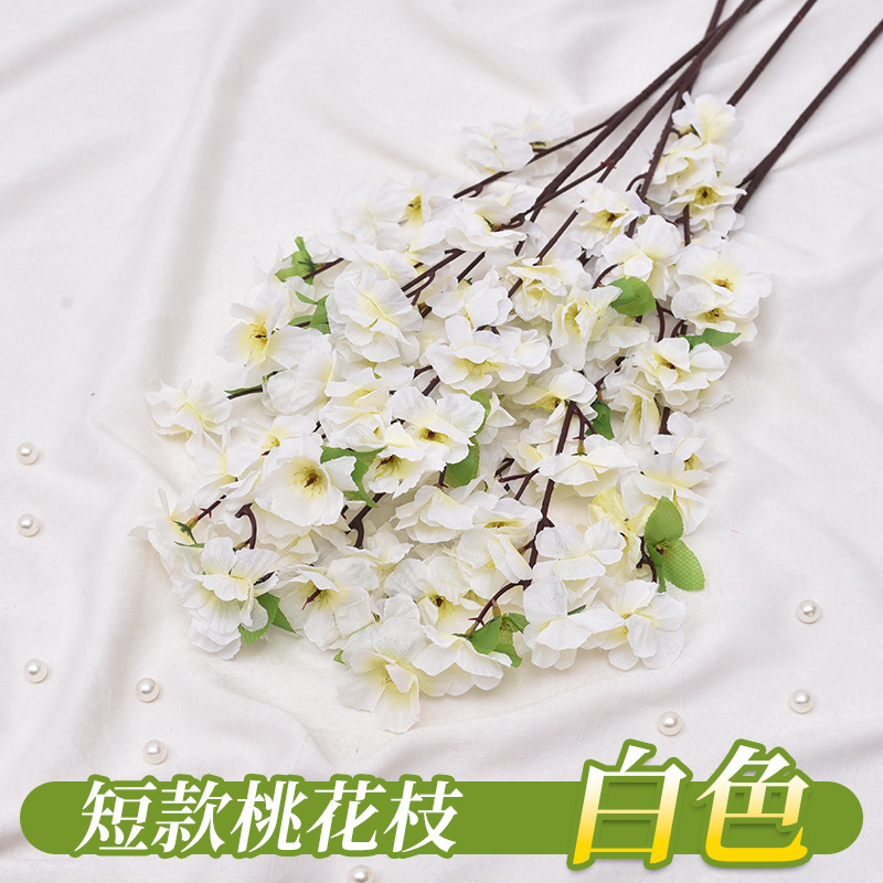 Simulación transfronteriza de flores de melocotón 7 horcos 9 flores artificiales decoración flor al por mayor paisajismo flor de melocotón decoración flores de seda flores de plástico