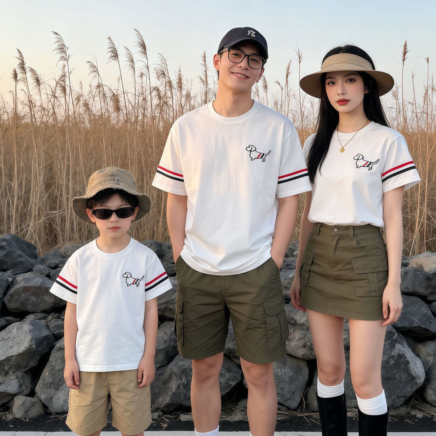 Cartoon Family Matching Outfits 2026 Summer New Style Short-Sleeve Korean-Style T-Shirts for a Family of Three, Stylish Mother-Child Outfits, Baby Rompers