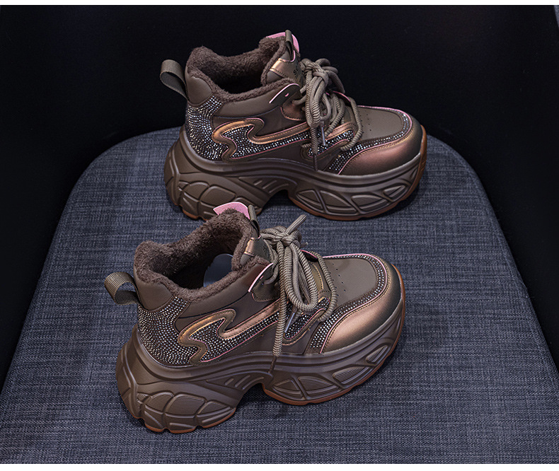 Giày sneaker nữ đế dày tăng chiều cao 9cm phong cách hot trend 2026 — Lớp lót đơn màu tím M2695, M2695- 1m màu cộng với nhung, Lớp lót đơn màu M 2695m, M2695-1 nâu cộng với nhung chi tiết 21