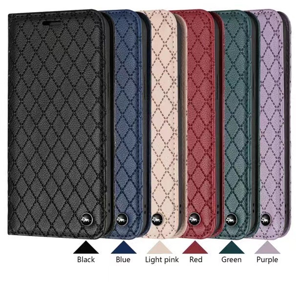 Suitable for red rice A5 small fragrant style diamond lattice suction mobile phone leather case red rice Note 14 pr flip card money