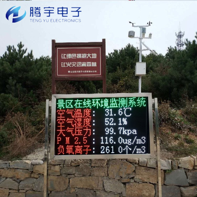 LED大屏负氧离子监测站TY-FY-L-300 生态景区智能气象站 腾宇电子