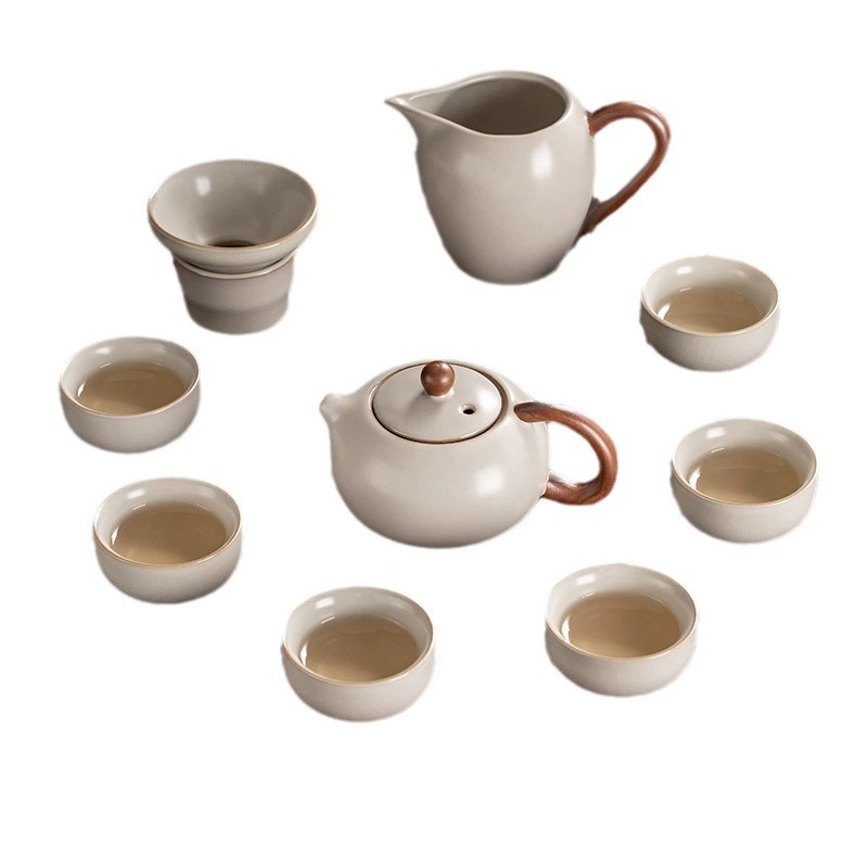 High-end tea set, ceramic teapot, tea cup, light luxury style