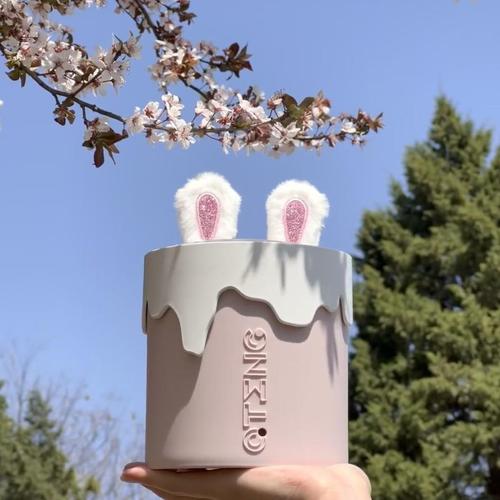 Pink Ice Cream Rabbit Ears Bow Trash Can Ins Style High-Looking Household Large Capacity Female Bedroom Desktop