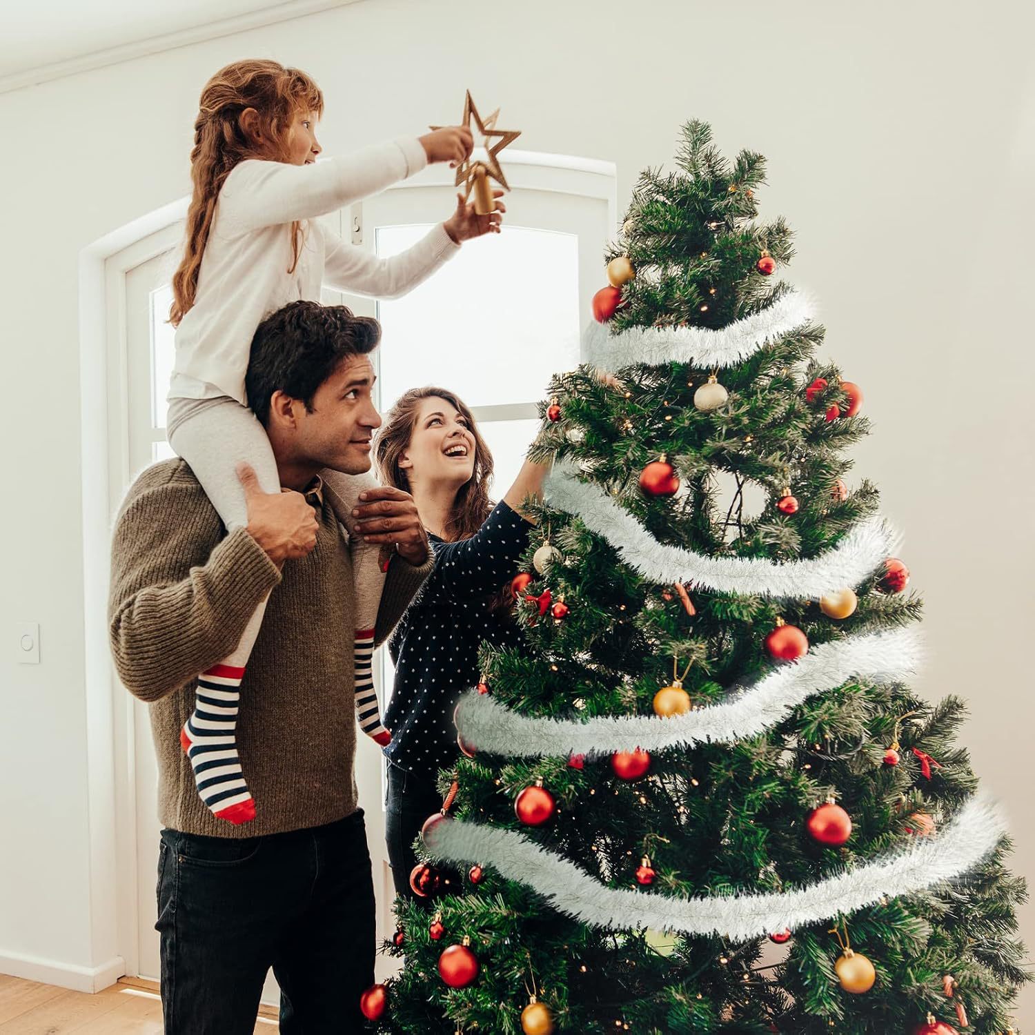 2米圣诞装饰白色毛条 雪花彩条 拉花 节日布置彩带批发跨境代发详情14