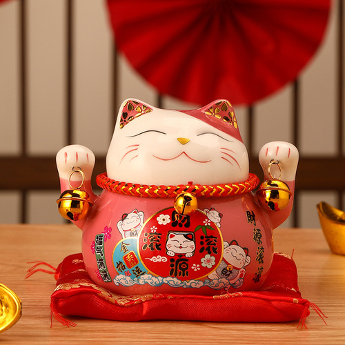 Lucky Cat Creative Ceramic Home Decor Small Lucky Cat Money Bank Savings Bank Car Decor Bookshelf Ornament