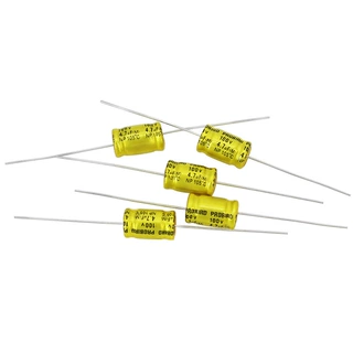 批发100V2.2/3.3/4.7UF无极性电容 分频卧式插件滤波铝电解电容器