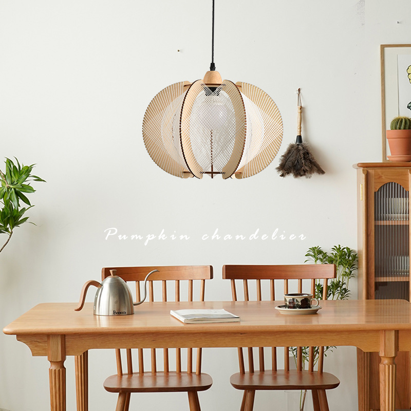Araña de estilo japonés vintage cuerda de cáñamo cama y desayuno dormitorio sala de estar lámpara de madera creativa estilo chino lámparas de madera maciza