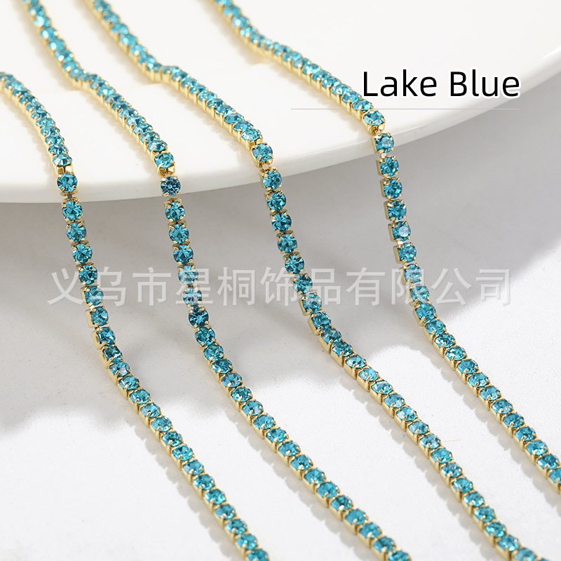 Ventas directas transfronterizas 2mm-3mm fondo de cobre color cuatro esquinas cadena de garras cadena de diamantes densa ropa de bricolaje accesorios para vestidos de novia