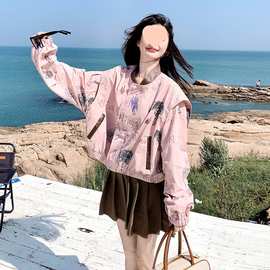 棒球服外套女2025年新款春秋季韩版宽松短款小个子夹克上衣冲锋衣