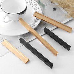 現代簡約鋁合金鋁型材長拉手美式黑色氧化金家具抽屜衣櫃櫥櫃把手