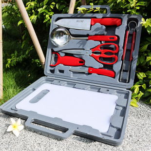Japanese and Korean outdoor camping kitchen knife scissors 7 pieces suit portable drinkware barbecue camping tools family party