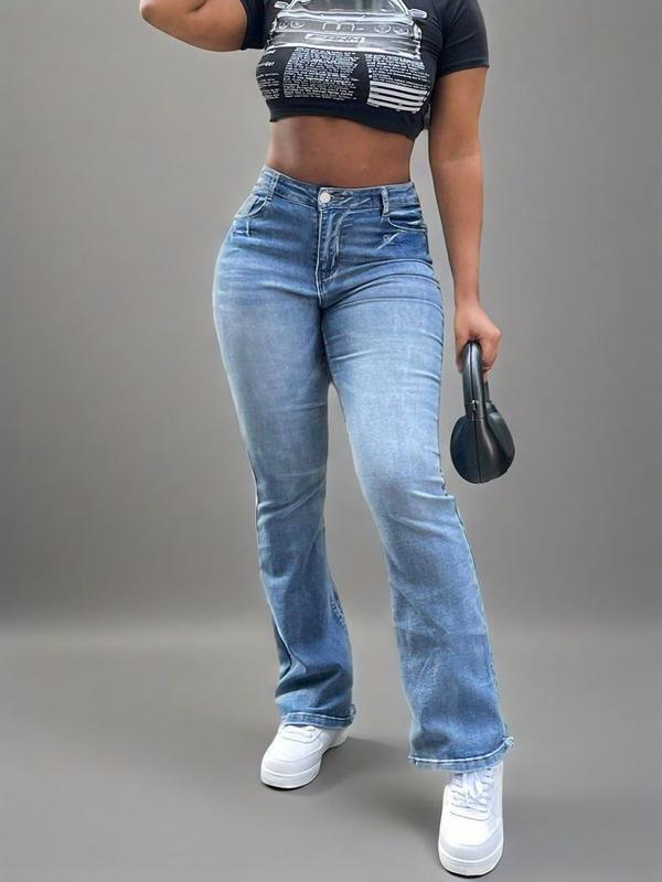 H8152 Dropshipping Aliexpress Amazon Cross-Border New Men's Jeans Women's Flared Jeans Stretch