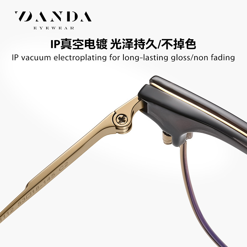 El nuevo marco de gafas de titanio puro con lazo de cejas TR F51112 para hombres casuales con montura cuadrada se puede equipar con espejo plano de miopía