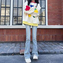 微喇叭牛仔裤女高腰新款春秋紧身显瘦弹力马蹄百搭拖地裤子潮