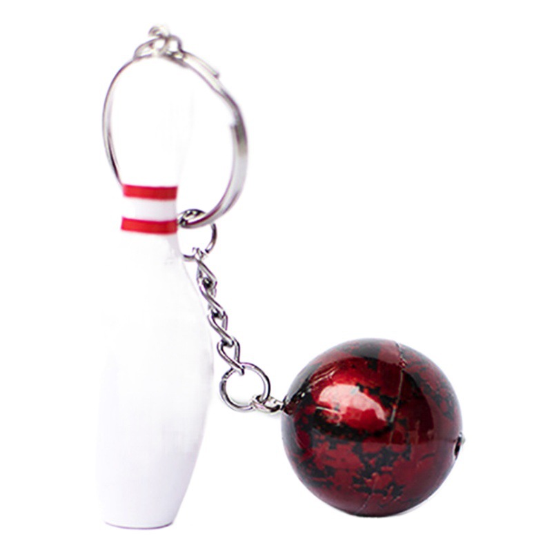 Simulación de bolos clave colgante artículos deportivos blanco bolos deportes llavero fans recuerdo