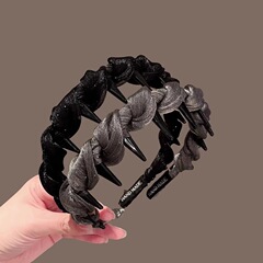 ネットのカチューシャの女性の高い首のトップの顔のカチューシャ2025新型の高級な気質のファッションの髪の滑り止めの髪の飾り