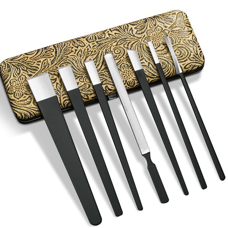Cuchillo inclinado herramientas de pinza de uñas grises cuchillo de pedicura profesional cuchillo de excavación cuchillo de ojo de gallina para recoger la zanja de uñas conjunto de uña incrustada una sola pieza