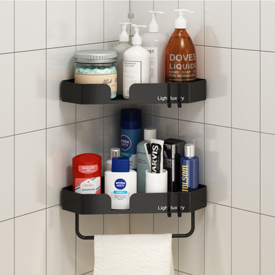 浴室置物架免打孔卫生间三角架子洗漱台厕所洗澡墙上壁挂式收纳架