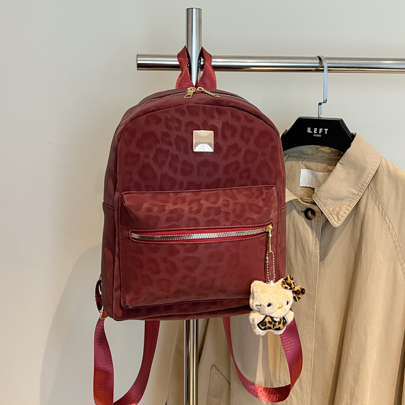 Mochila de moda coreana de otoño nueva mochila de aire extranjero retro de gran capacidad de leopardo mochila escolar de viajes casuales