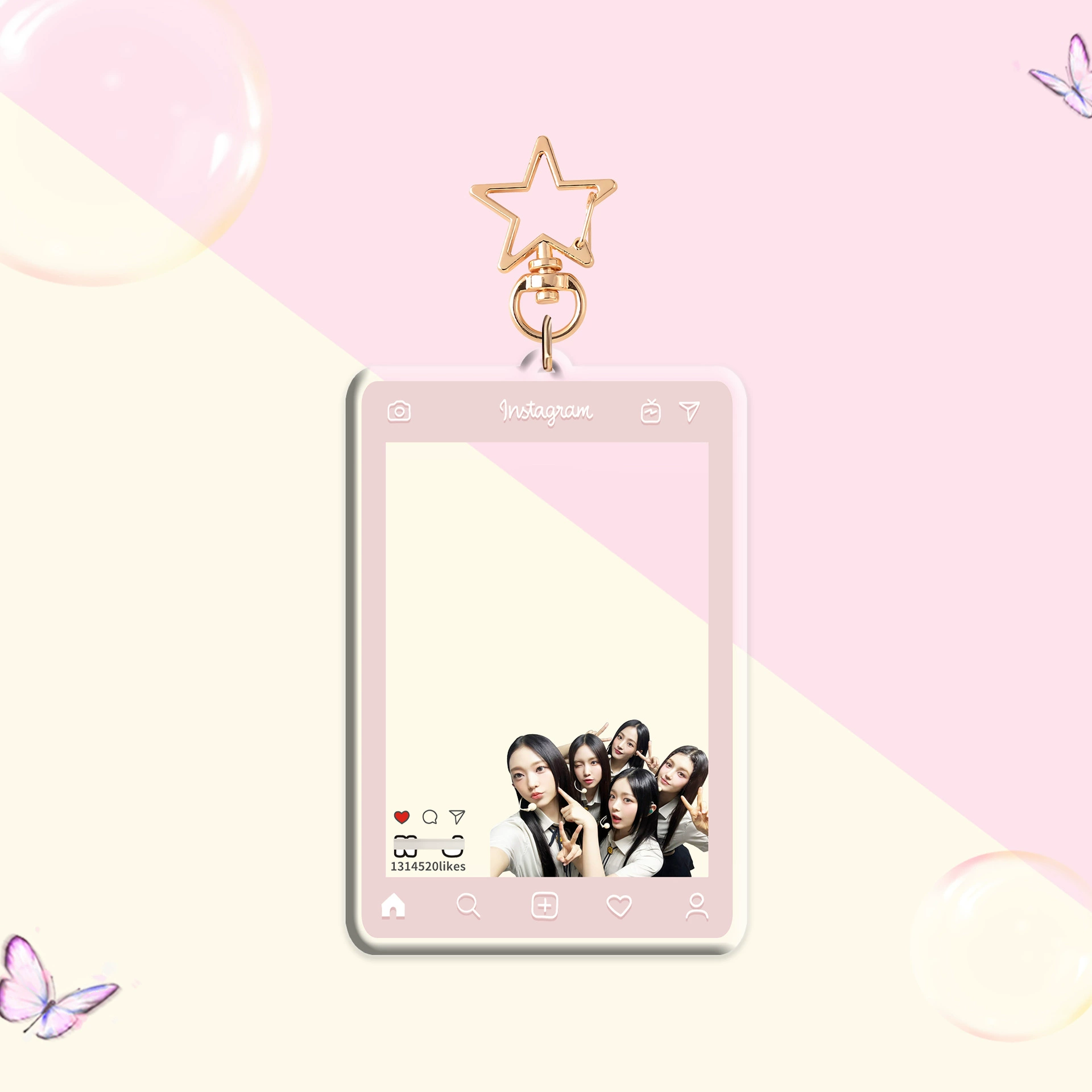 Светло-розоваяInk StrayKids (G) I-DLE акриловый брелок с фоторамкой INS звезда вокруг