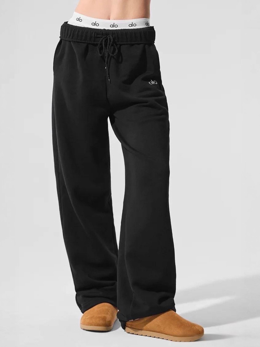 ALO 2025 otoño nuevo logotipo simple pantalones deportivos casuales de algodón para hombres y mujeres image 6