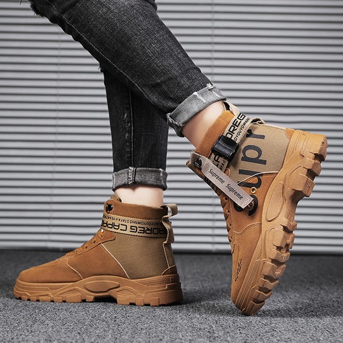 Men's Martin Boots 2024 New Spring/Autumn All-match Round Toe High-top Trendy Boots Men's Military Boots Large Size Shoes