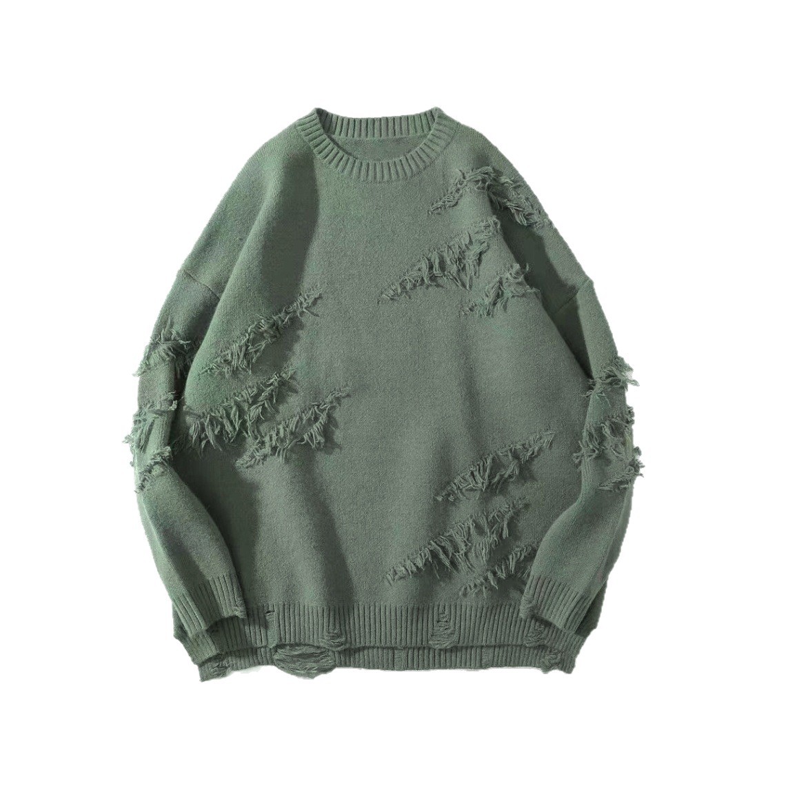 American retro high street agujeros suéter hombre y mujer otoño invierno ins sluggish viento diseño superior pareja camiseta de punto