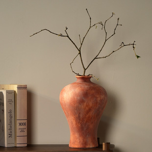 Vintage Ceramic Flower Vase Homestay Handmade Vase New Chinese Style Living Room Decoration Desktop Decoration Hallway TV Cabinet Flower Arrange