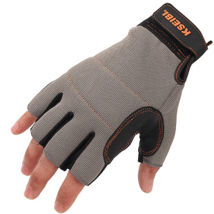 Labor Protection Fingerless Gloves, Outdoor Sports Protective Half-Finger Gloves, Non-Slip, Wear-Resistant, Breathable Work Protection, Unisex