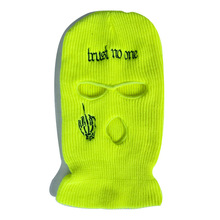 跨境电商三孔帽电脑绣花刺绣保暖针织滑雪面罩