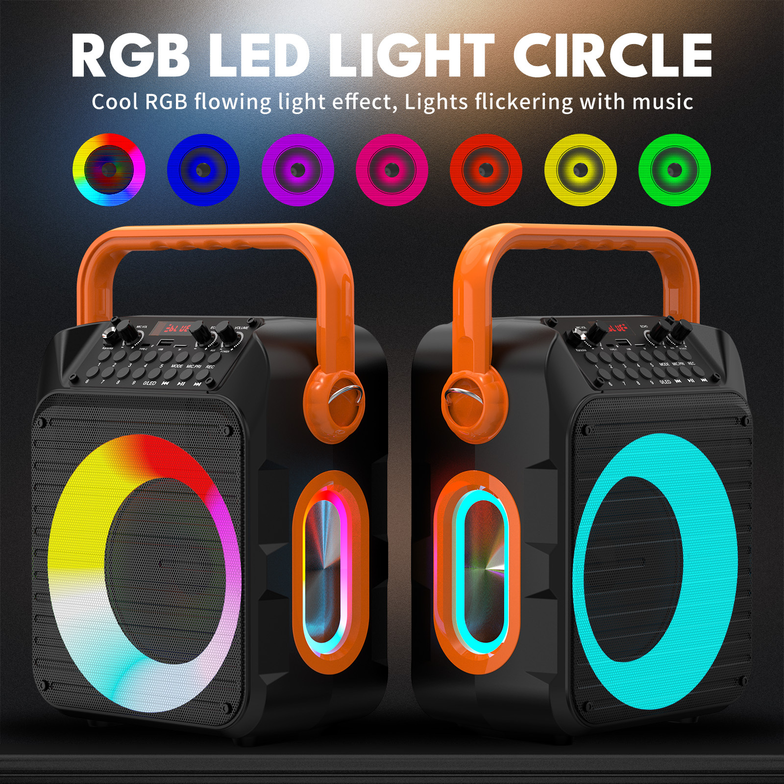 Portable Wireless Bluetooth Speaker with Microphone Square Dance Outdoor Party Party Square Dance Colorful Audio Party 2