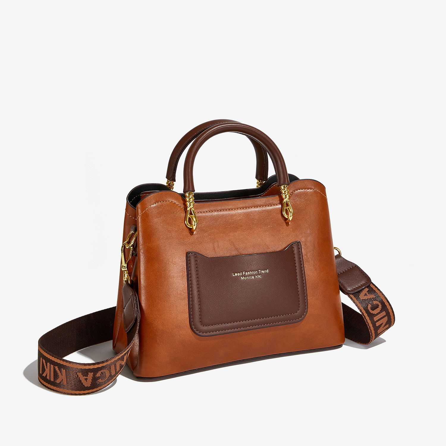 Women's Medium Pu Leather Color Block Streetwear Square Zipper Handbag display picture 3
